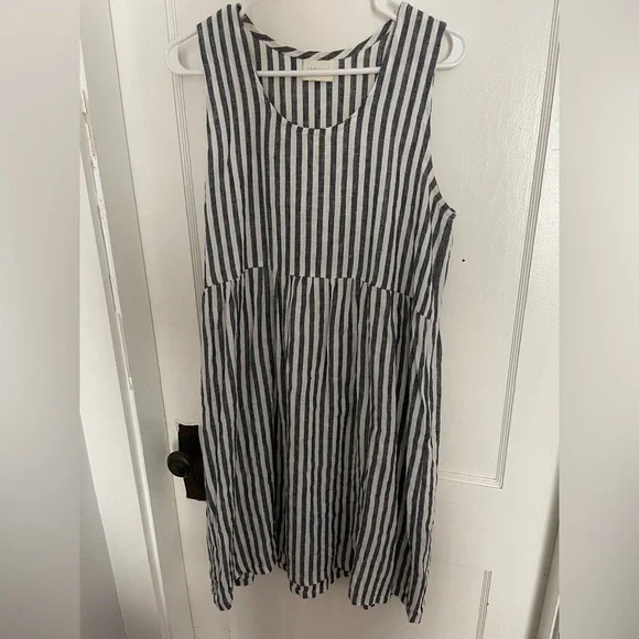 Conscious Clothing Linen Striped Sleeveless Dress - Picture 2 of 5
